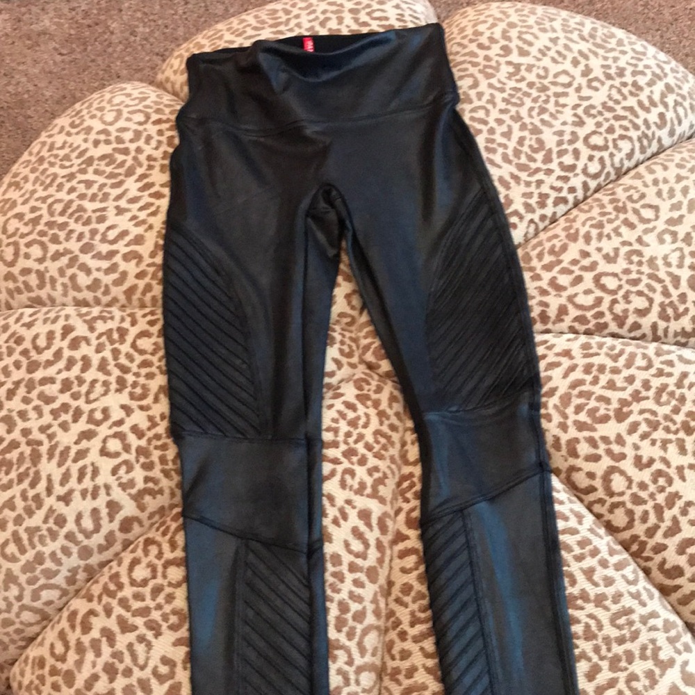 Spanx faux leather moto leggings